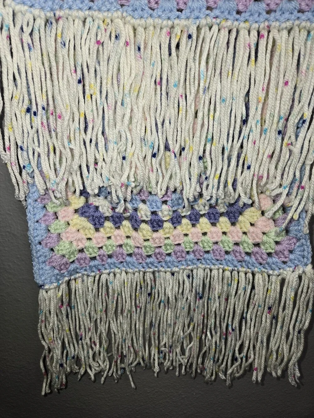 Handmade Crochet Scarf Pastel Birthday Cake Colors